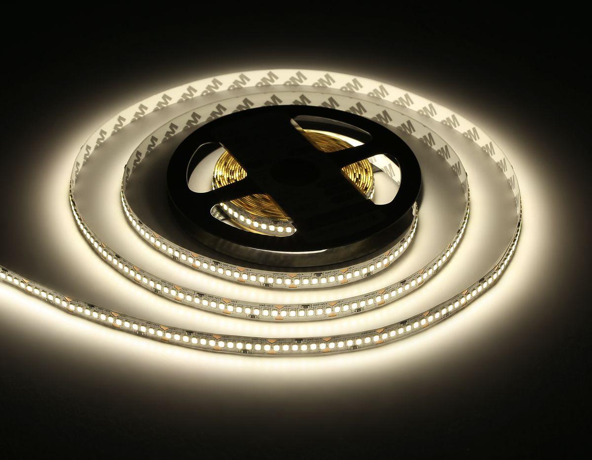 фото светодиодная лента дневной белый ambrella light 19,2w/m 240led/m 2835smd 4500к 5m gs1502 | 220svet.ru