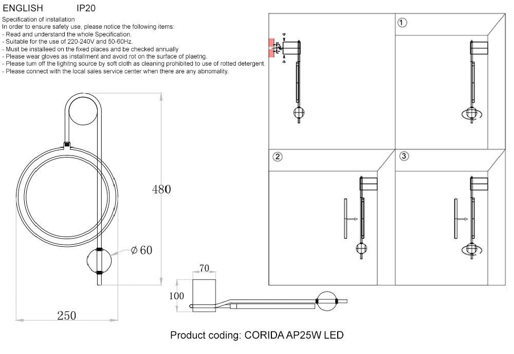 фото бра crystal lux corida ap25w led black/gold | 220svet.ru