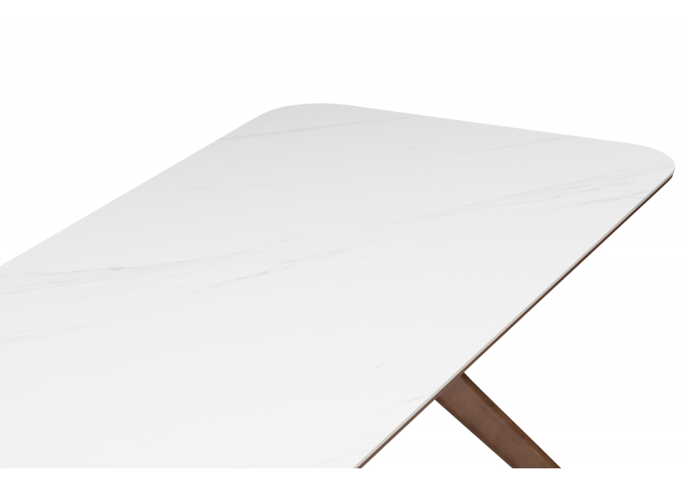 фото керамический стол woodville unika белый мрамор / орех 15975 | 220svet.ru