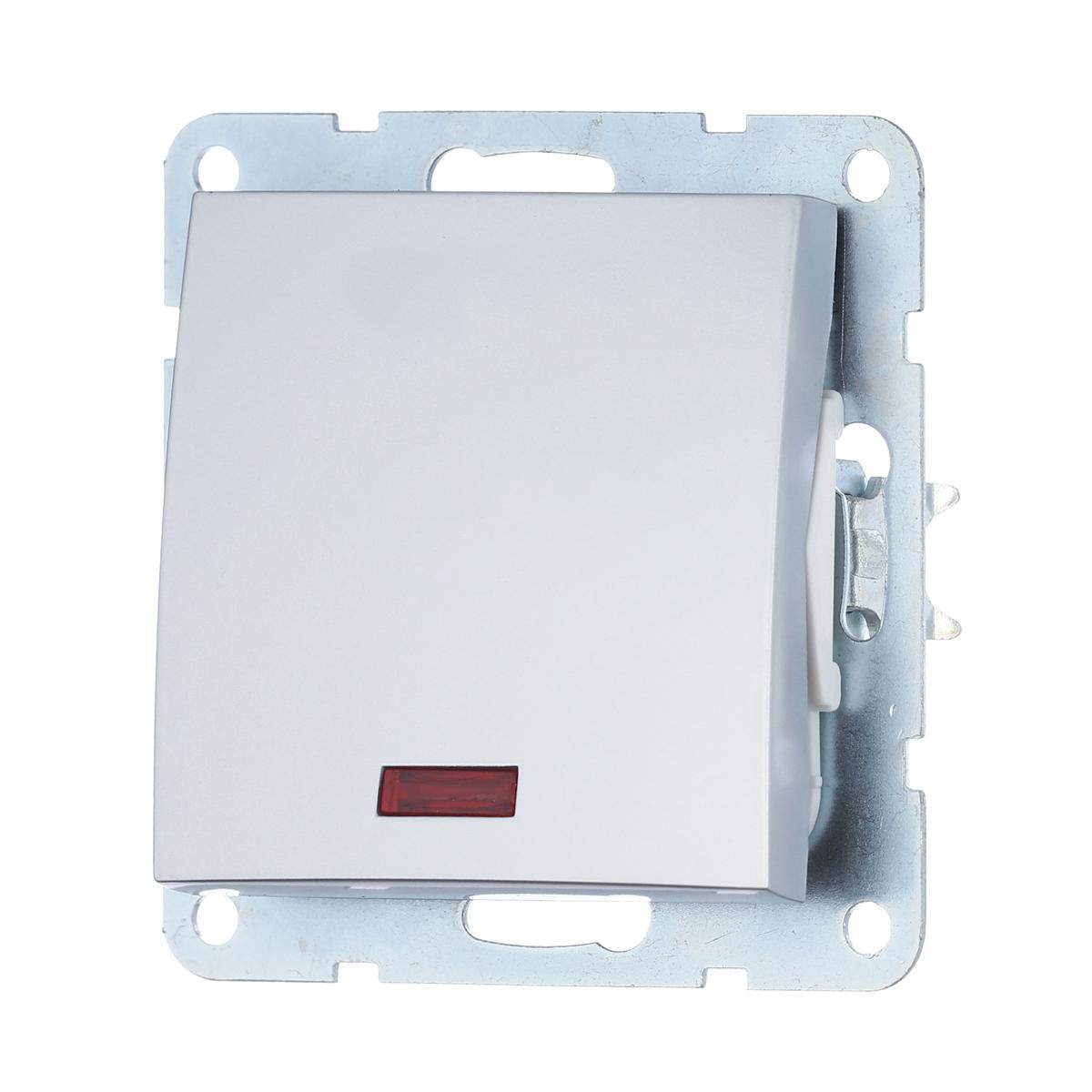 фото выключатель lk studio 1-кл., c индикатором (схема 1l) 16 a, 250 b (серебристый металлик) lk60 860203-1 | 220svet.ru