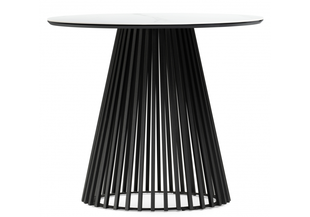 фото керамический стол woodville нэнси 90х90х75 белый мрамор / черный 612876 | 220svet.ru