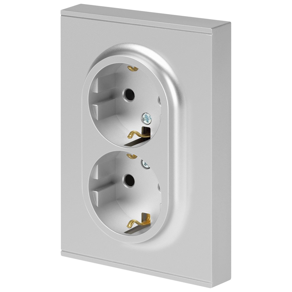 фото розетка эра arktik 16-2104-03 двойная с заземлением 2x2p+e schuko 16а-250в алюминий б0070446 | 220svet.ru