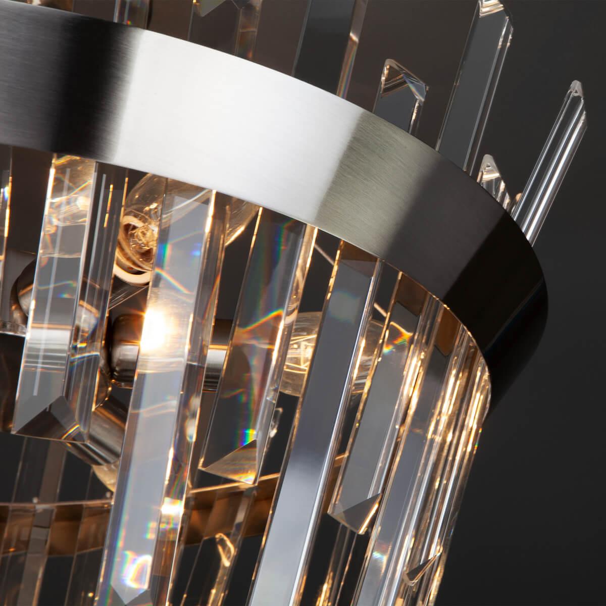 фото потолочная люстра eurosvet steccato 10111/5 сатин-никель/прозрачный хрусталь strotskis | 220svet.ru