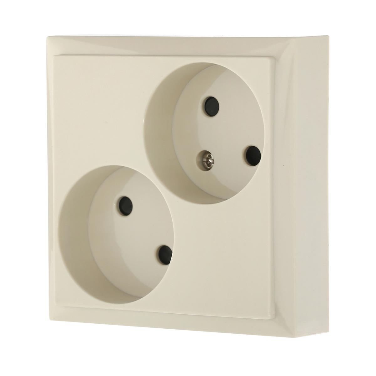 фото розетка lk studio двойная без з/к, со шторками (бежевый) lk60 863601-1 | 220svet.ru