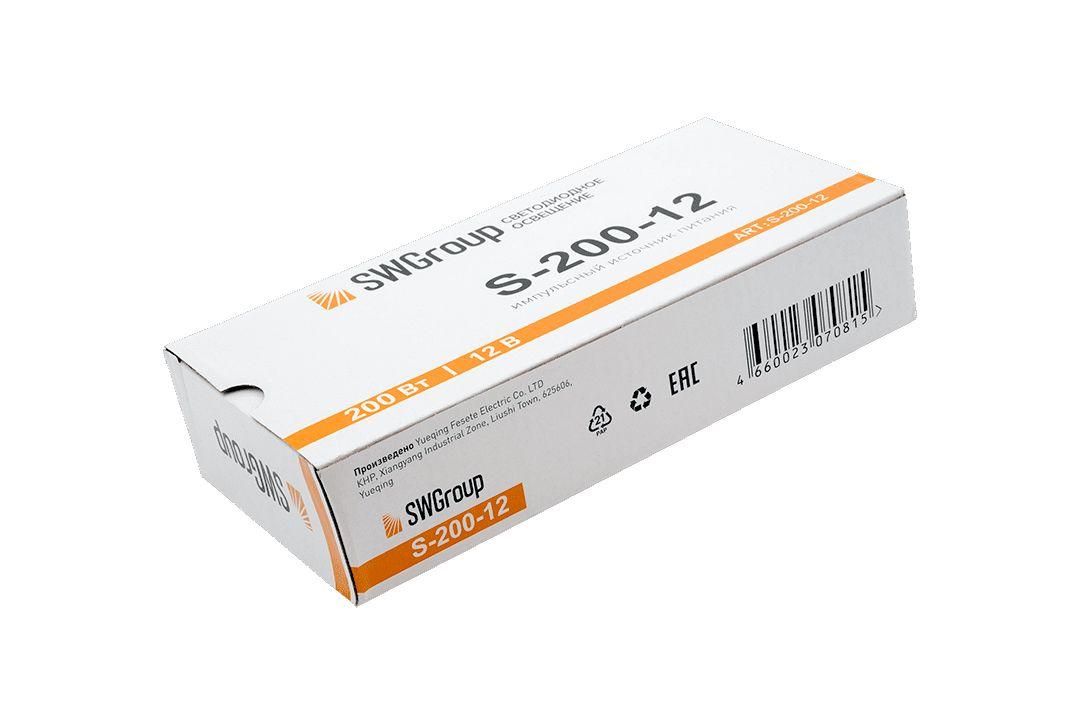 фото блок питания swg 12v 200w ip20 16,7a s-200-12 000109 | 220svet.ru