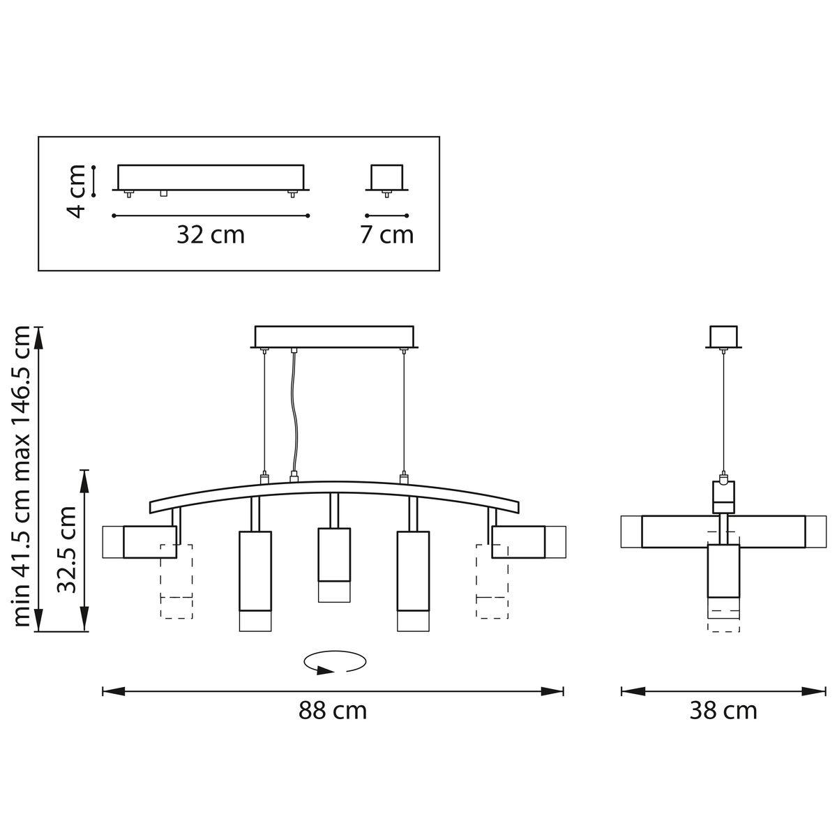 фото подвесная люстра lightstar rullo (571735+214437-3+214486-2+202431-5) lr7353738621 | 220svet.ru