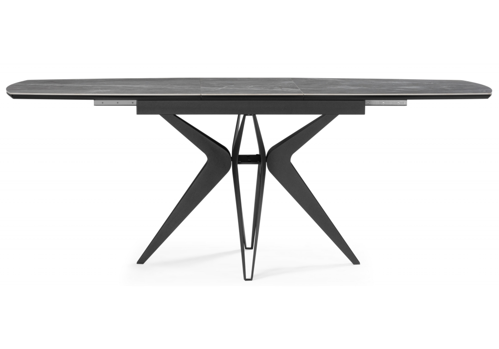 фото керамический стол раскладной woodville риполь 160(205)х89 larka grey / черный 625971 | 220svet.ru