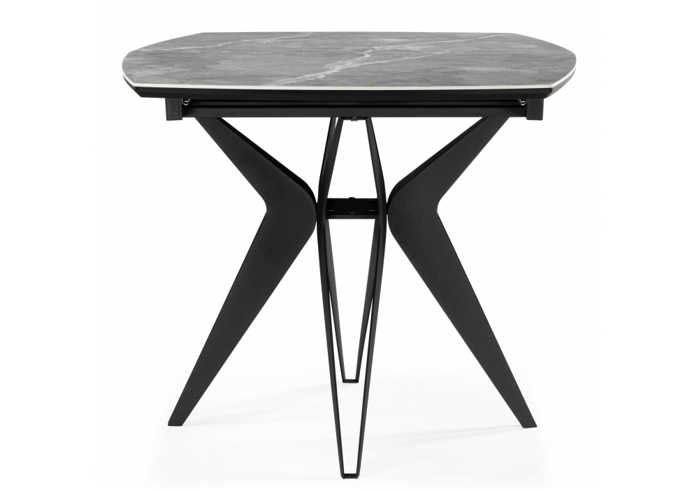 фото керамический стол раскладной 140(180)х80 woodville риполь larka grey / черный 620176 | 220svet.ru