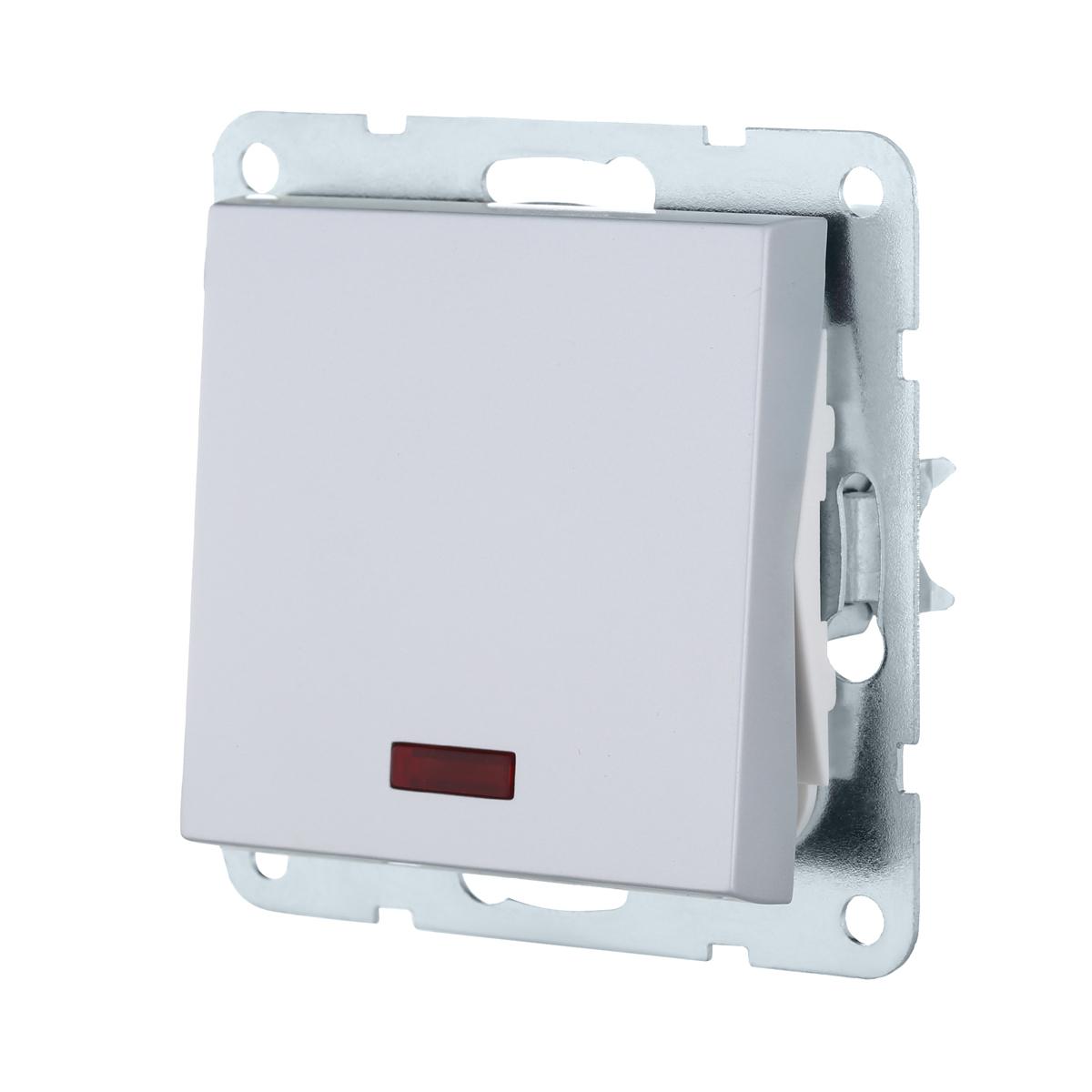 фото переключатель lk studio 1-кл., на 2 направления, c индикатором (схема 6l) 16 a, 250 b (серебристый металлик) lk80 840403-1 | 220svet.ru